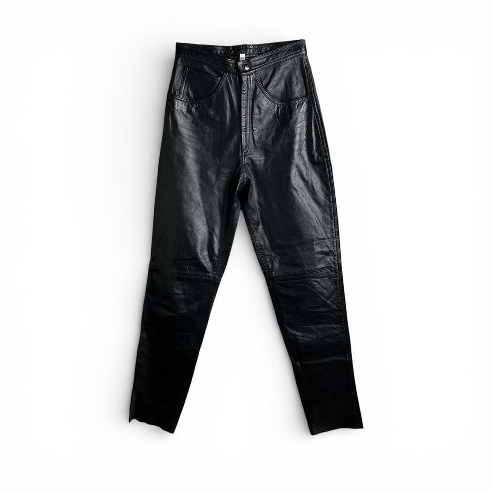 Y2K Black Genuine Leather Pants